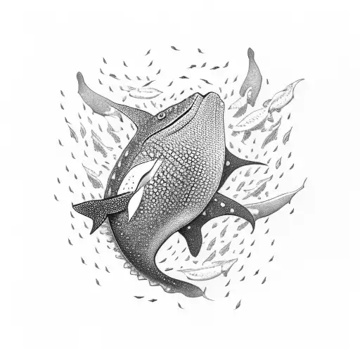 Whale Shark Surrounded By Gossiping Mermaids