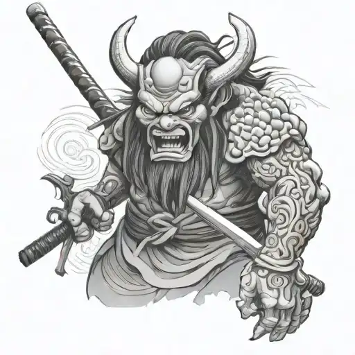 Japanese Oni With A Katana