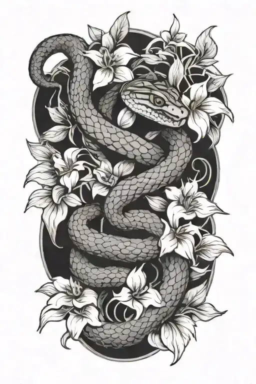 Snake And Flowers