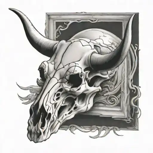Full Moon Bull Skull Inside
