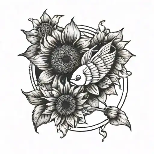 Pisces Zodiac Sign And Sunflower