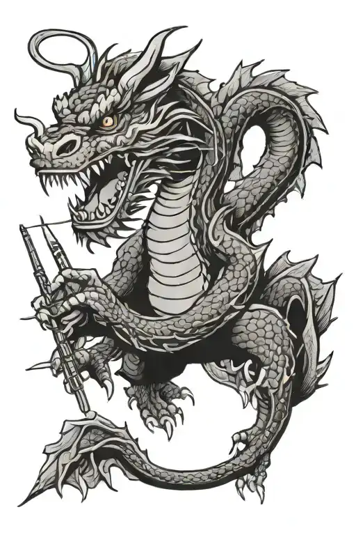 A Dragon Holding A Paintbrush And Palette In A Traditional Japanese Art Style