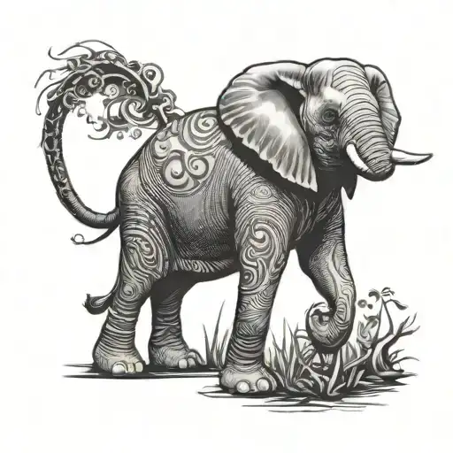 Elephant Raising Its Trunk