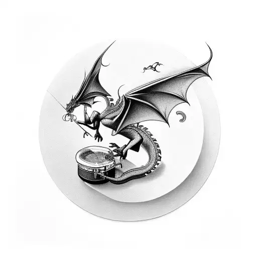 A Dragon Emerging From A Guitar Amplifier