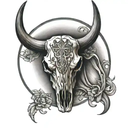 Full Moon Bull Skull Inside