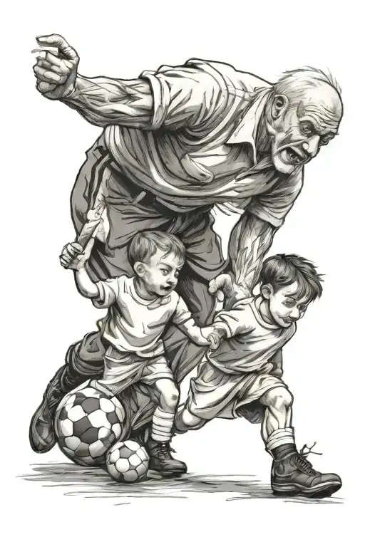 Football With Grandfather With Child