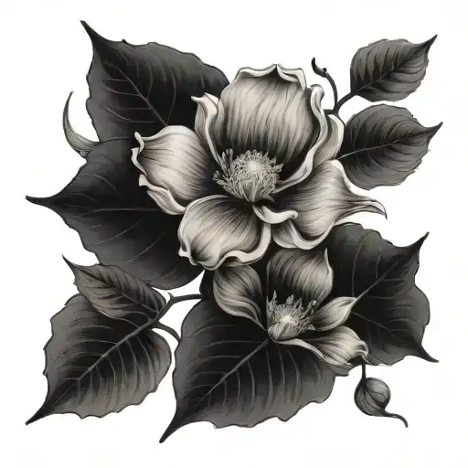 Moon And Moon Flower Large Black Leaves