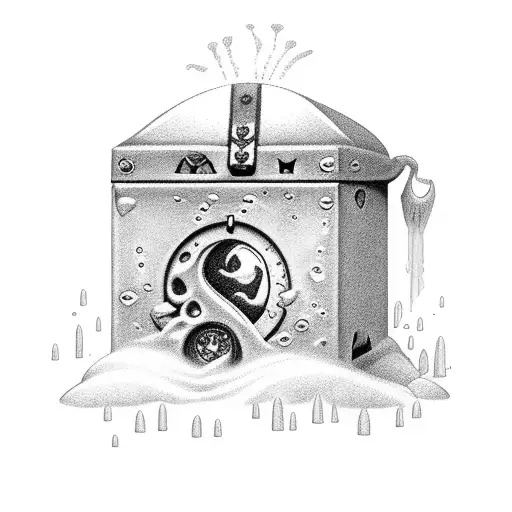 A Hidden Treasure Chest Submerged In A Mystical Waterfall