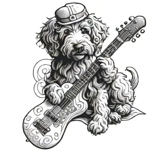 Golden Doodle Playing Guitar