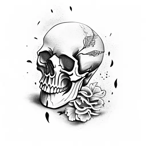 Skull With Marigolds