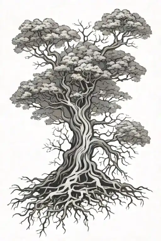 Tree And Roots Growing