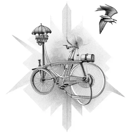 A Vintage Travel Tattoo That Combines Different Modes Of Transportation
