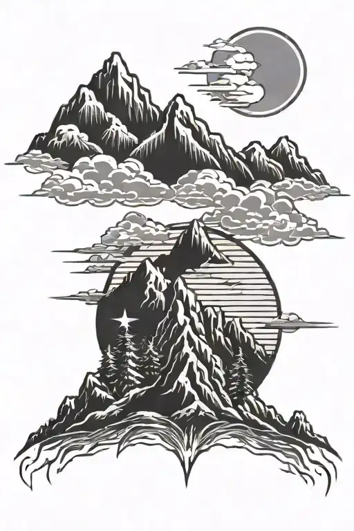 Mountain And Sun Rising