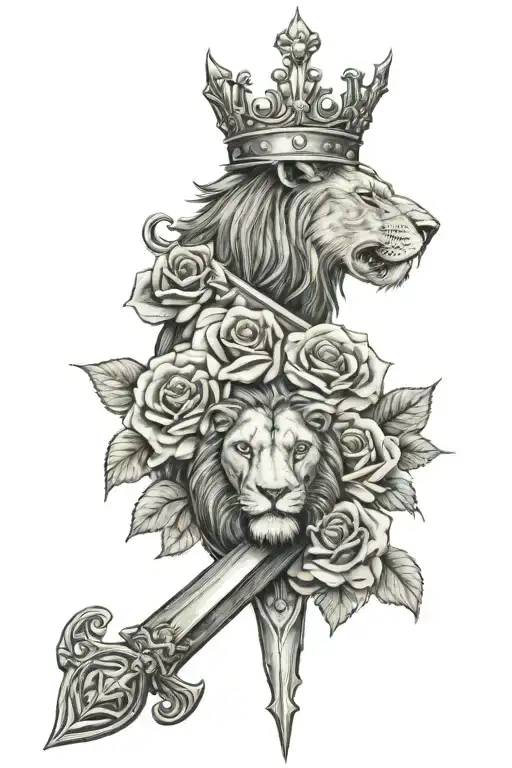 Lion Crown Cross Knight Roses