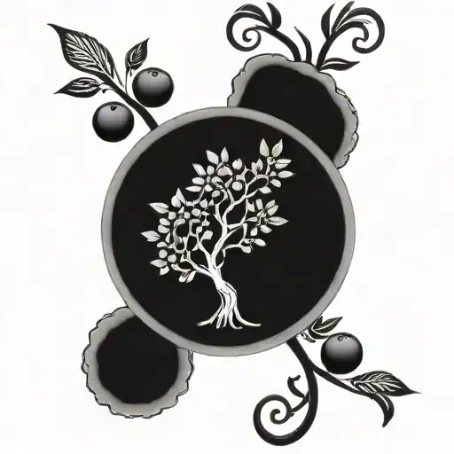 Intricate Dotwork Design Of A Tree Growing Barbells As Fruits