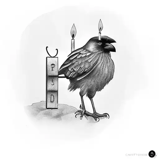 Crow With Street Sign Candles Cholo