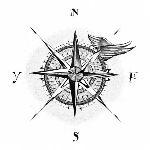 A Compass With Wings And A Galaxy Background