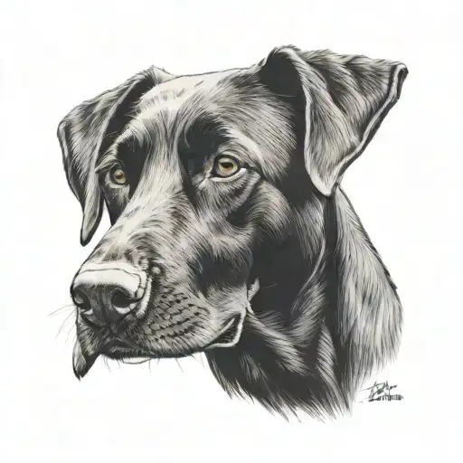 Black Lab Dog Portrait With A Long Nose