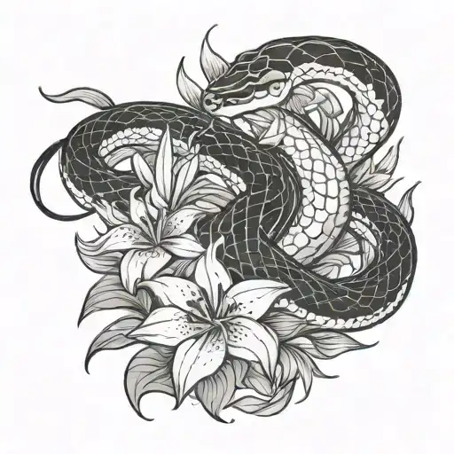 Snake And Lilies