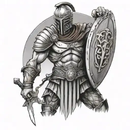 Ares God Of War In Full Spartan Armor With Sword And Shield