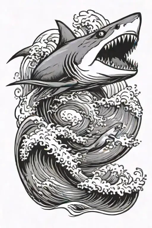 Shark Jumping Out Of Wave