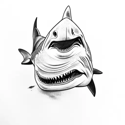 Shark Swimming And Eatting Another Shark