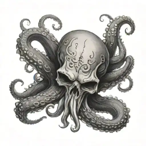 An Octopus With A Skull As A Head Wearing A Full Body Dragon Pelt