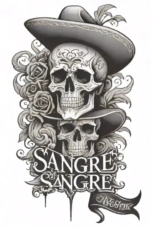 Sangre Por Sangre Inscription In Mexican Gothic Font Style