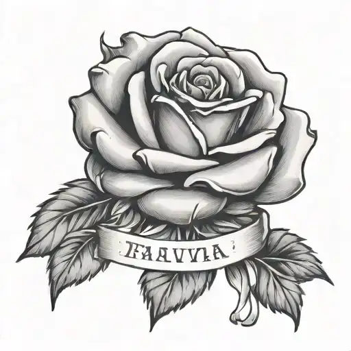 Rose With Banner Ribbon Across