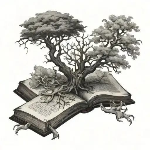 Old Book With Mystic Gothic Tree