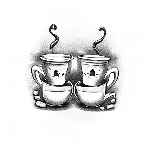 Graveyard Scene With Tombstones Shaped Like Coffee Mugs