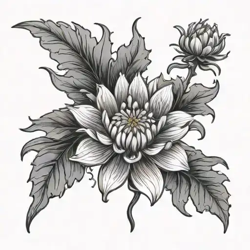 Chrysanthemum Flower Plus Scorpio Glyph Plus Star Constellation