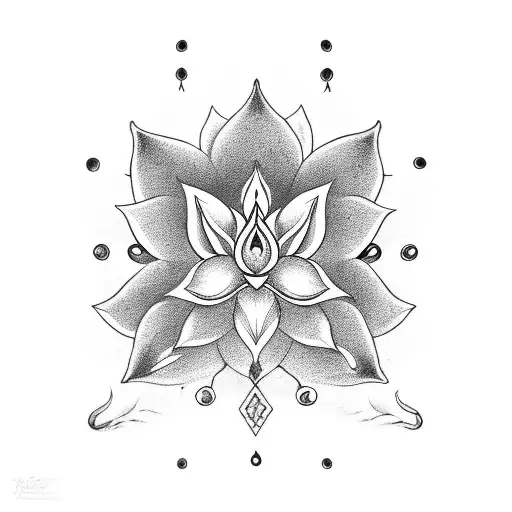 Shiva's Trident Surrounded By Lotus Flowers