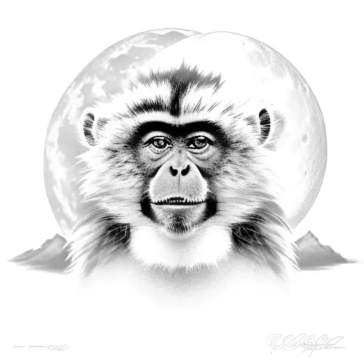 A Black And Grey Macaco Morcego Perched On A Moon