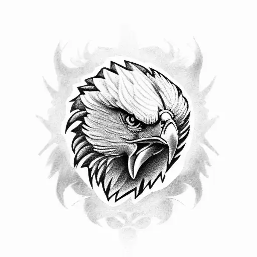 Create A Black-grey Tattoo Featuring A Majestic Eagle With A Soccer Ball