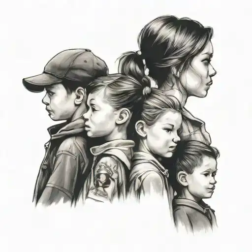 3 Children 2 Boys 1 Girl Side Profile