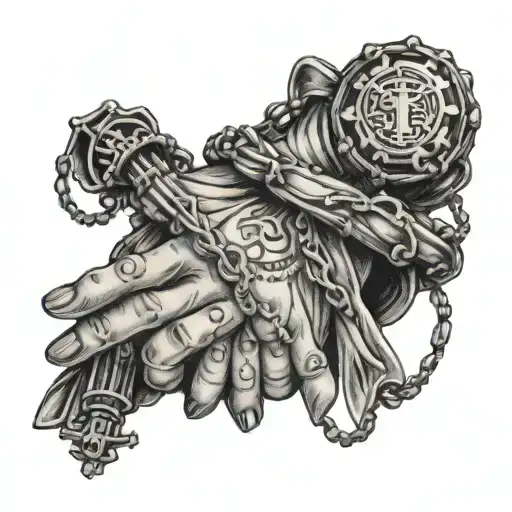 Rosary Wrapped Loosely Around Hand