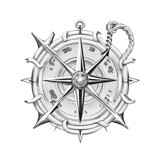 A Vintage Car With Nautical Elements Like An Anchor Or Compass