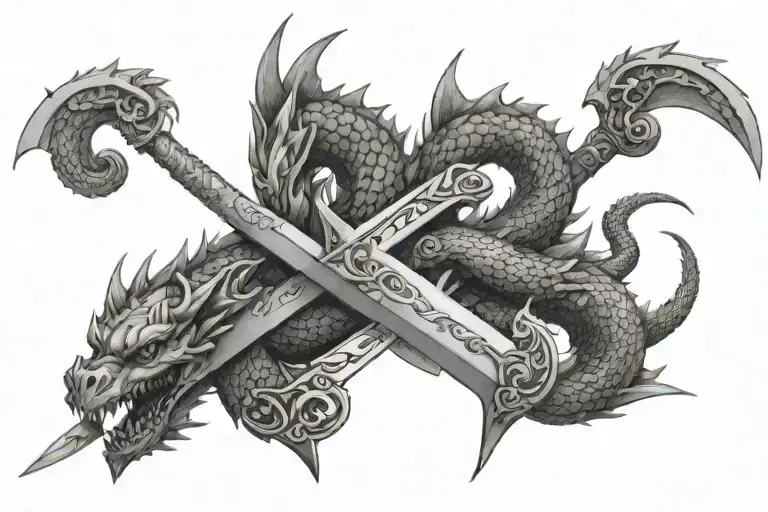Sword With Two Dragon Heads Looking