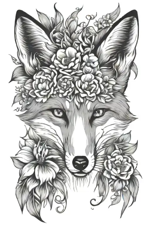 Fox Surrounded Flowers Blooming