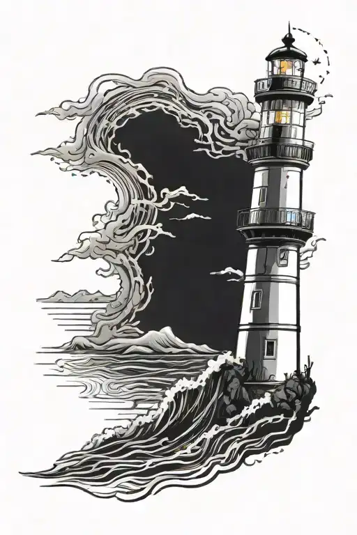 Ocean With Light House With Bible Theme Sleeve