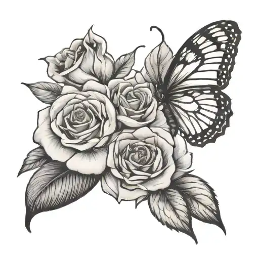 Name With Butterfly And Rose