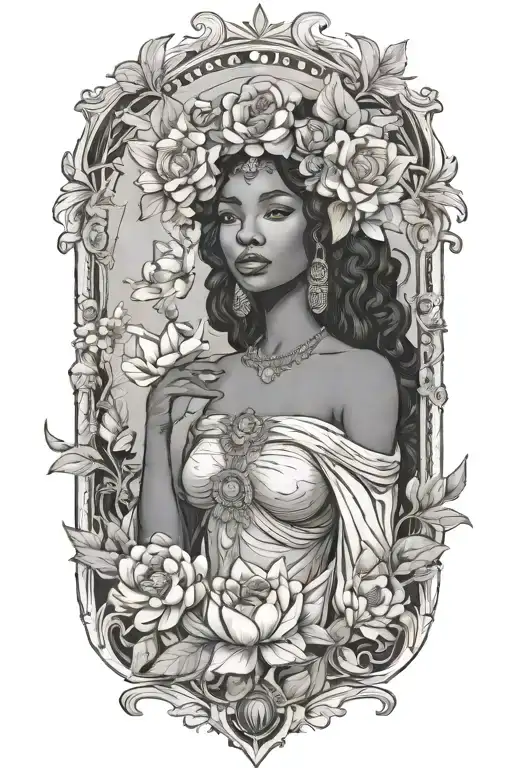 The Empress Tarot Card Black Woman Flowers Butterflies