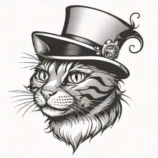 Cartoon Cat Head With Top Hat