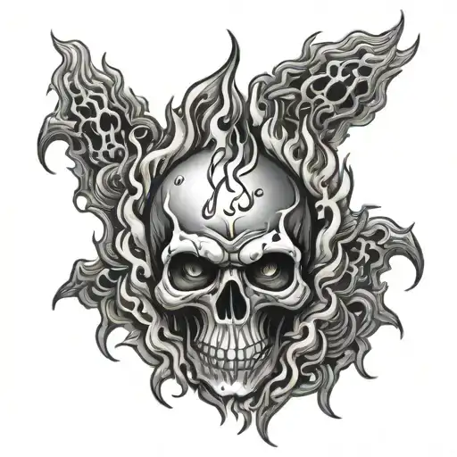 Three Eyed Skull On Fire