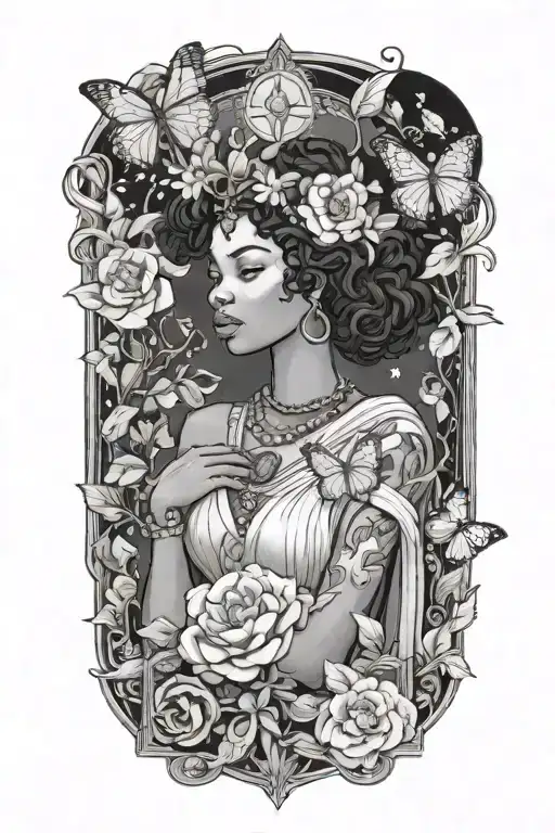 The Empress Tarot Card Black Woman Flowers Butterflies