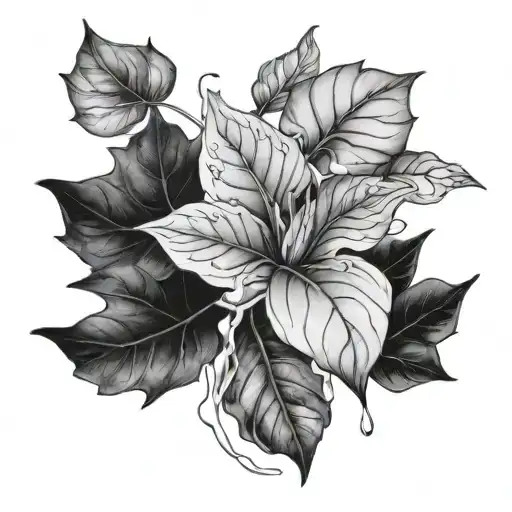 Water And Leaves Growing