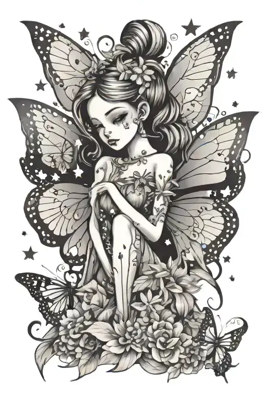 Butterfly Fairy With Stars Representing