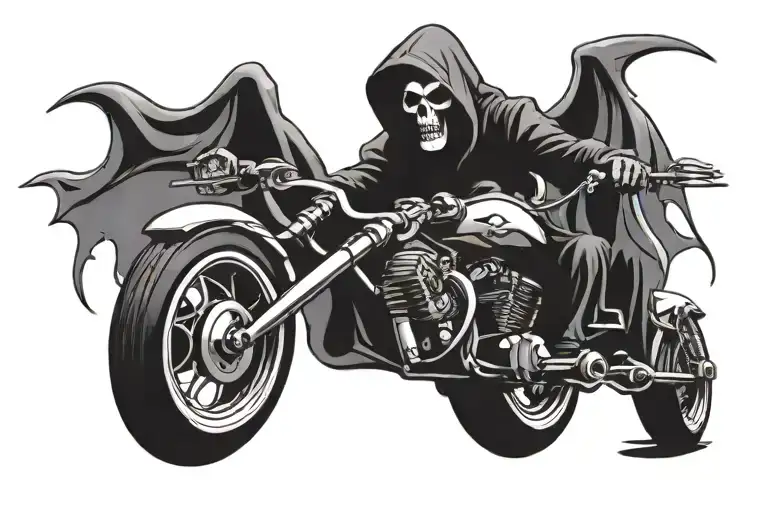 Grim Reaper Riding A Sport Bike Lifeline Symbol Intertwined
