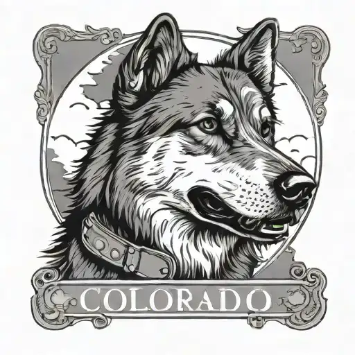A Dog Howling At The Moon With A Vintage Colorado License Plate As A Collar